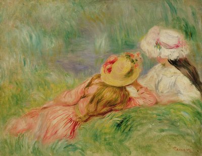 Young Girls on the River Bank by Pierre Auguste Renoir